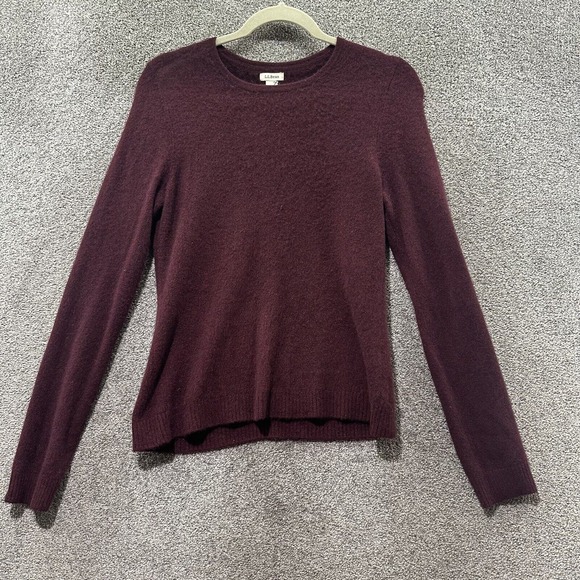 LL Bean Classic Cashmere Sweater Women Small Burgundy‎ Crewneck Timeless Cozy - Picture 1 of 12